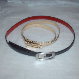 Lot of 2 snake print belts with buckles